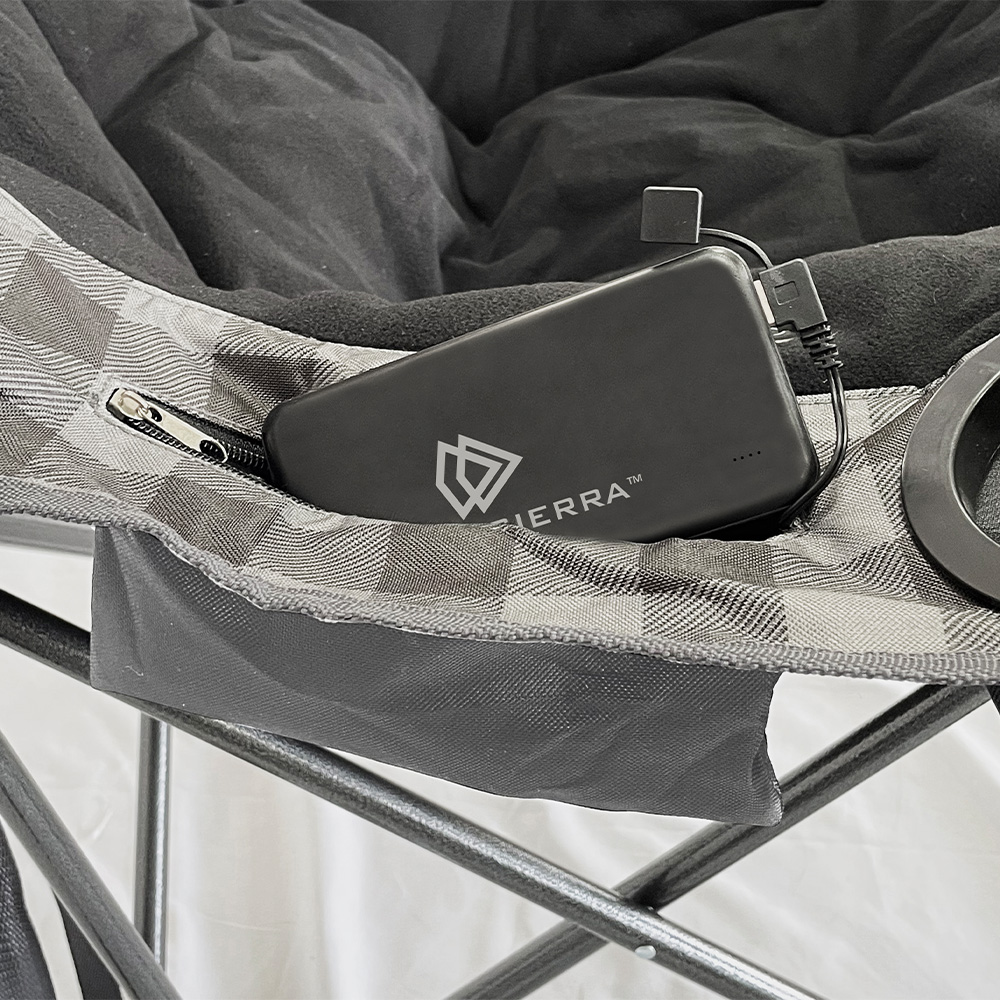 AMX Global Heated Comfort Cloud Chair—Gray Buffalo Check