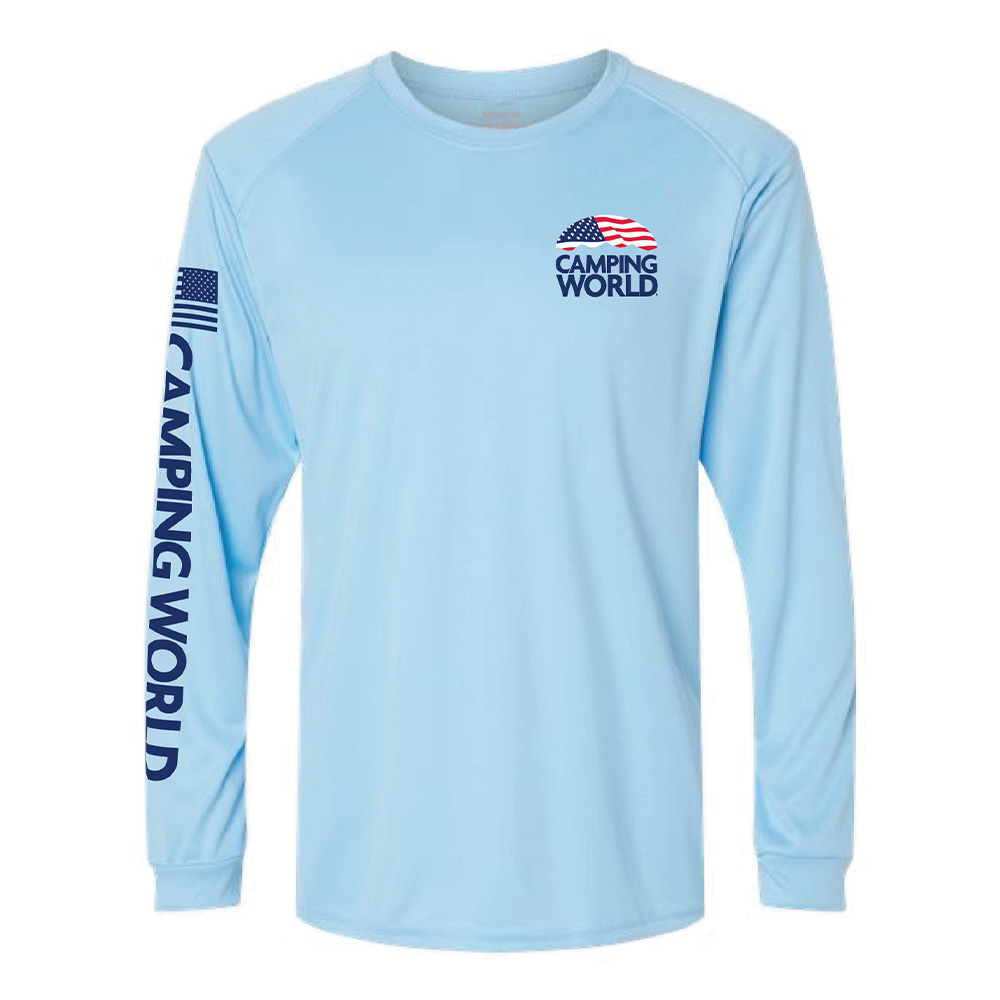 Men's Logo UPF 50 F Performance Long Sleeve Shirt in Blue