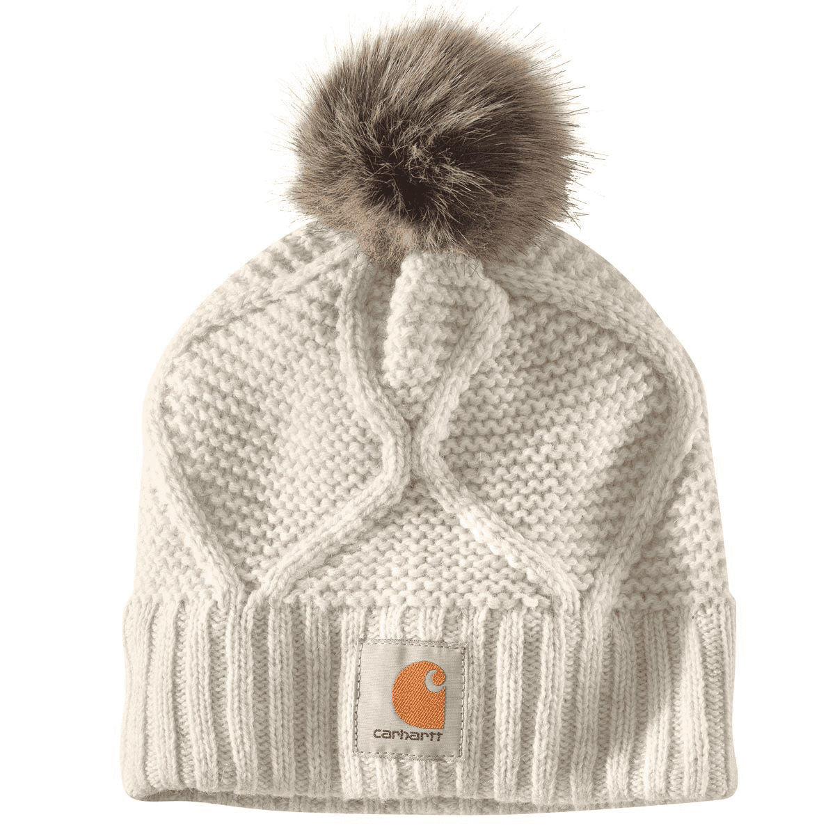 Carbery Hand Knit Pure Ireland Wool Chunky Cable Irish Cream Beanie Pom Pom Hat Cable Knit Pom Pom Beanie - Burkes Irish Gifts main image 4