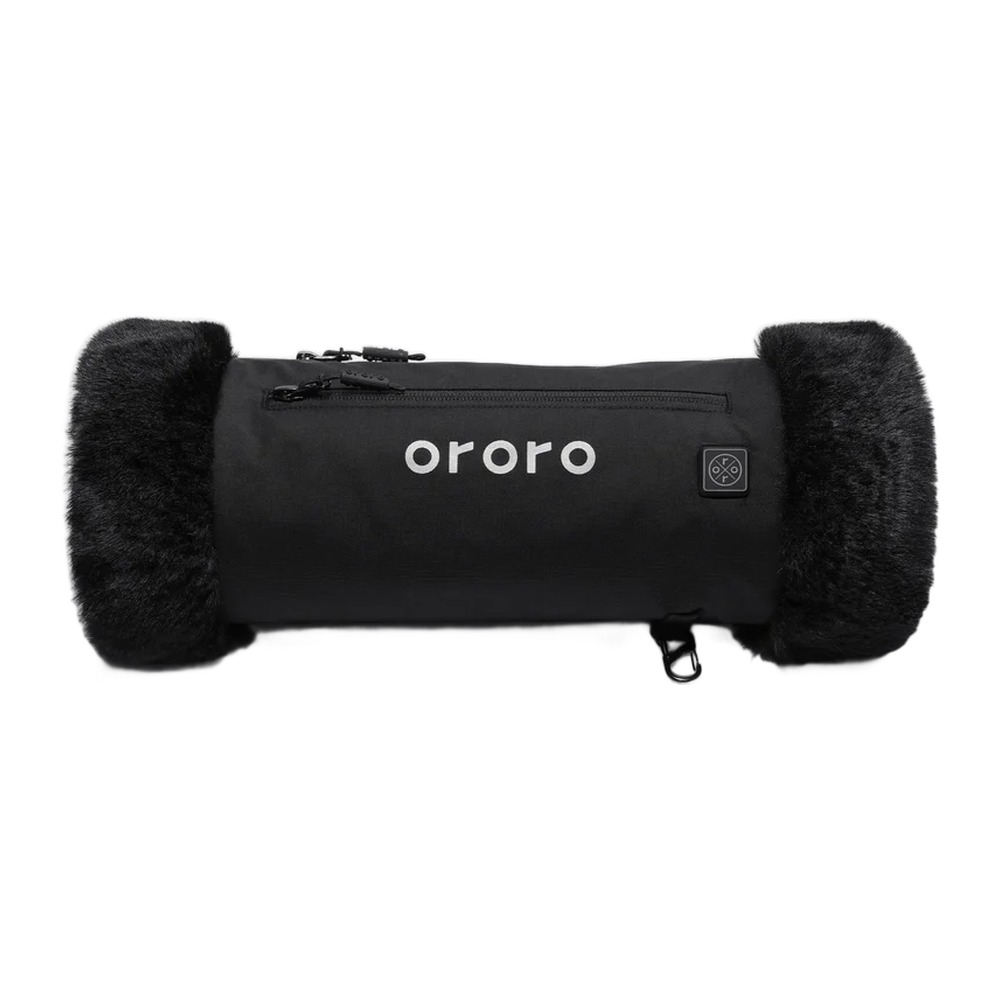 Queen Cove 2-Zone Heated Faux Fur Hand Warmer with Rechargeable Battery in Black