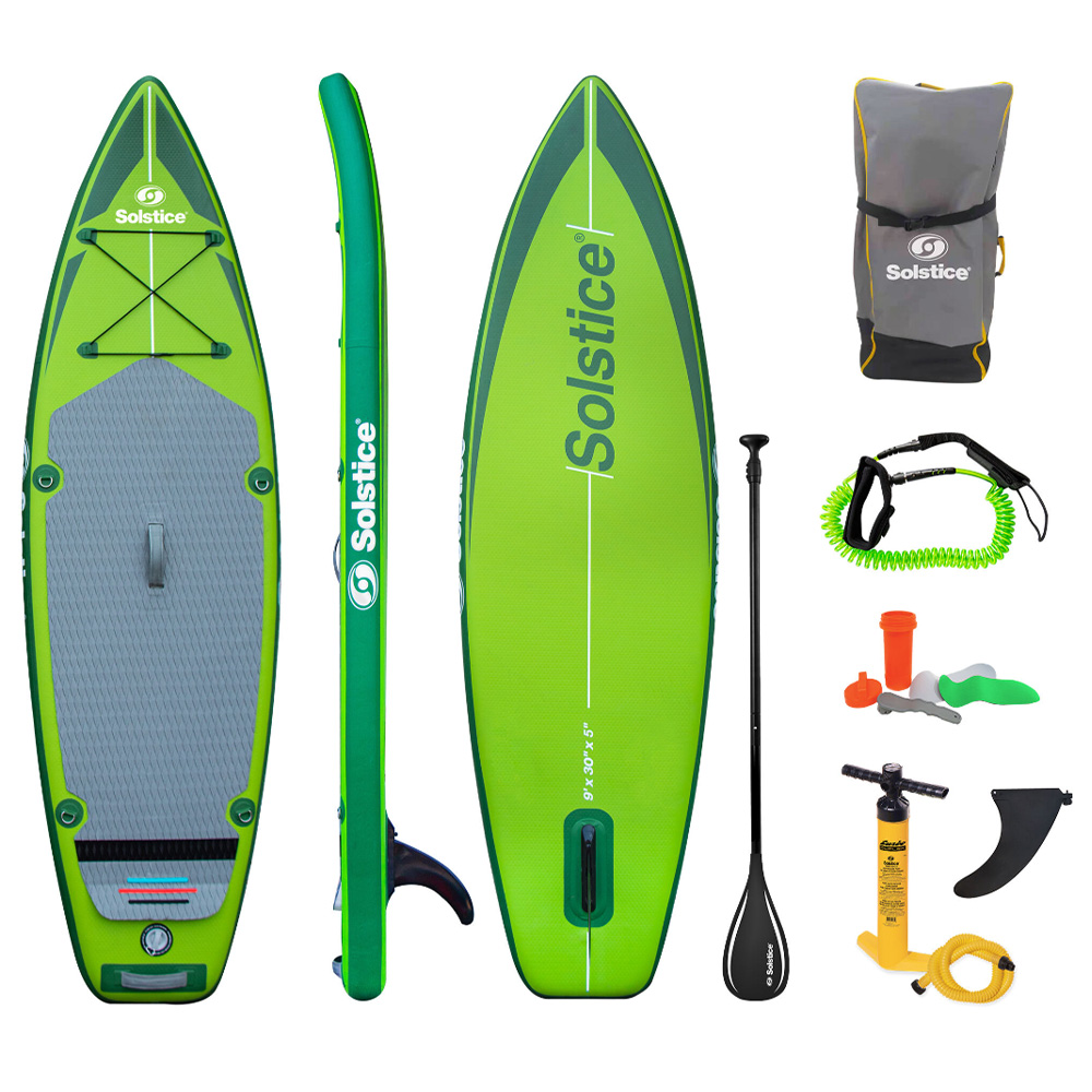 Solstice 9' Touring Inflatable Paddle Board (iSUP) Kit - Green