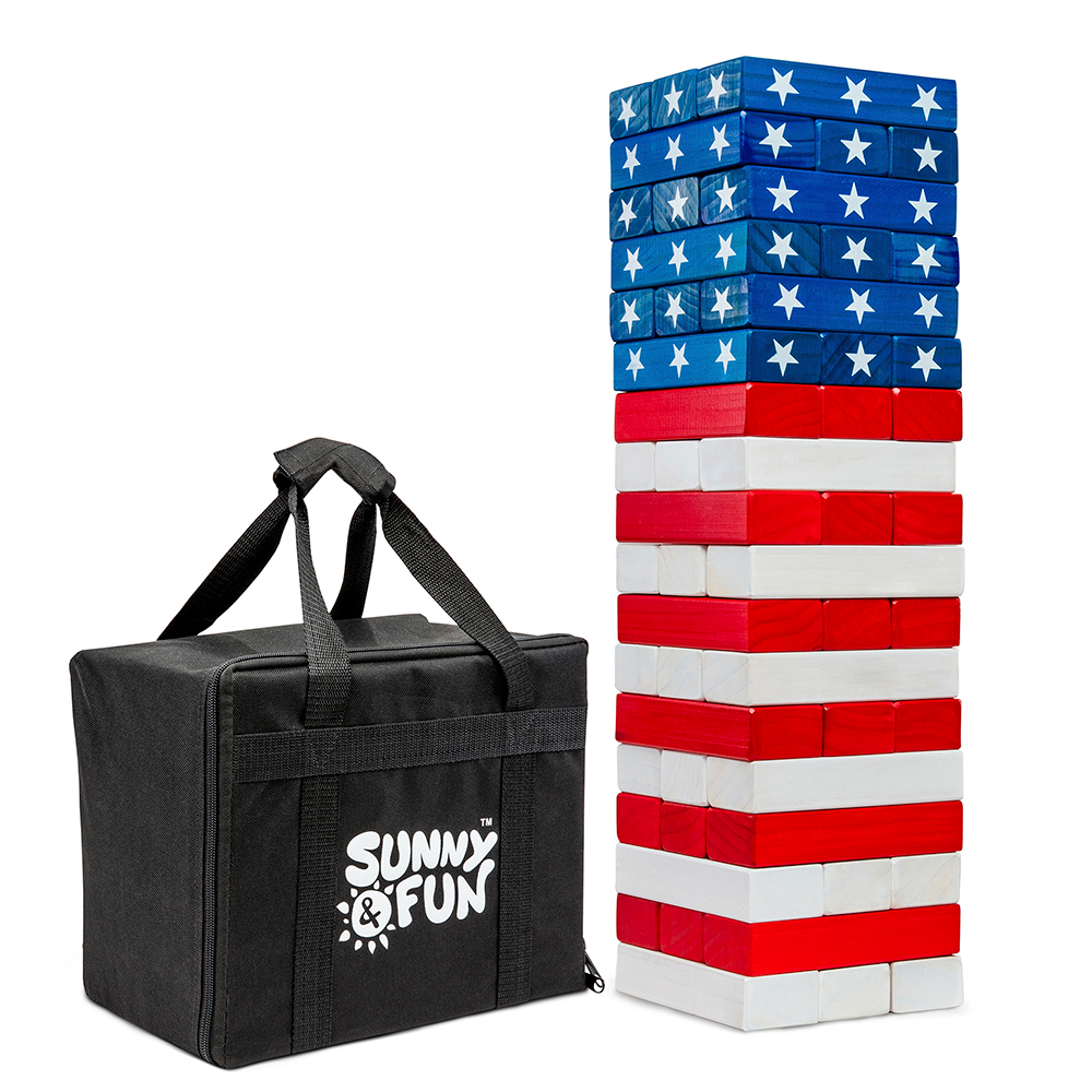Sunny & Fun Large American Flag Toppling Tower with Carrying Case