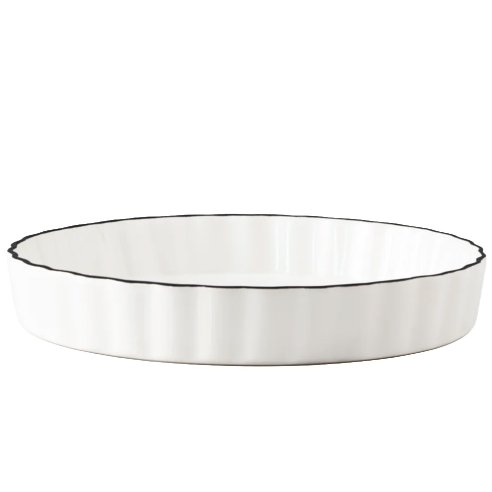 10.5 in Round Stoneware Baking Dish, Black