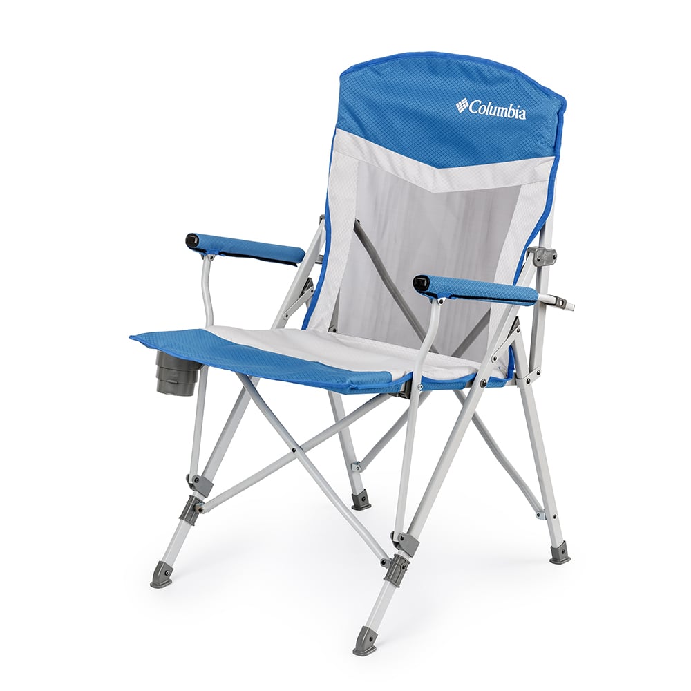 Hard Arm Chair with Mesh, Blue and Grey