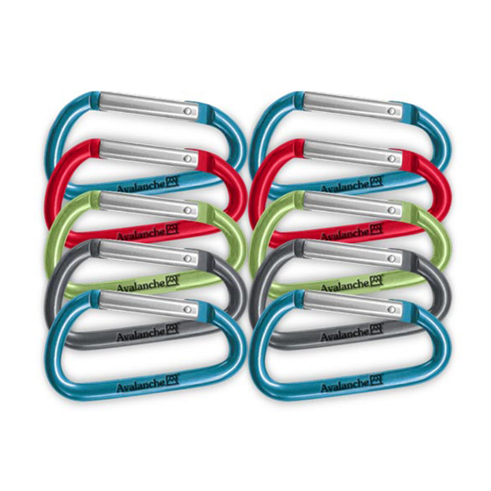 Avalanche 10 Pack Carabiners – Aluminum, 25 lbs Capacity