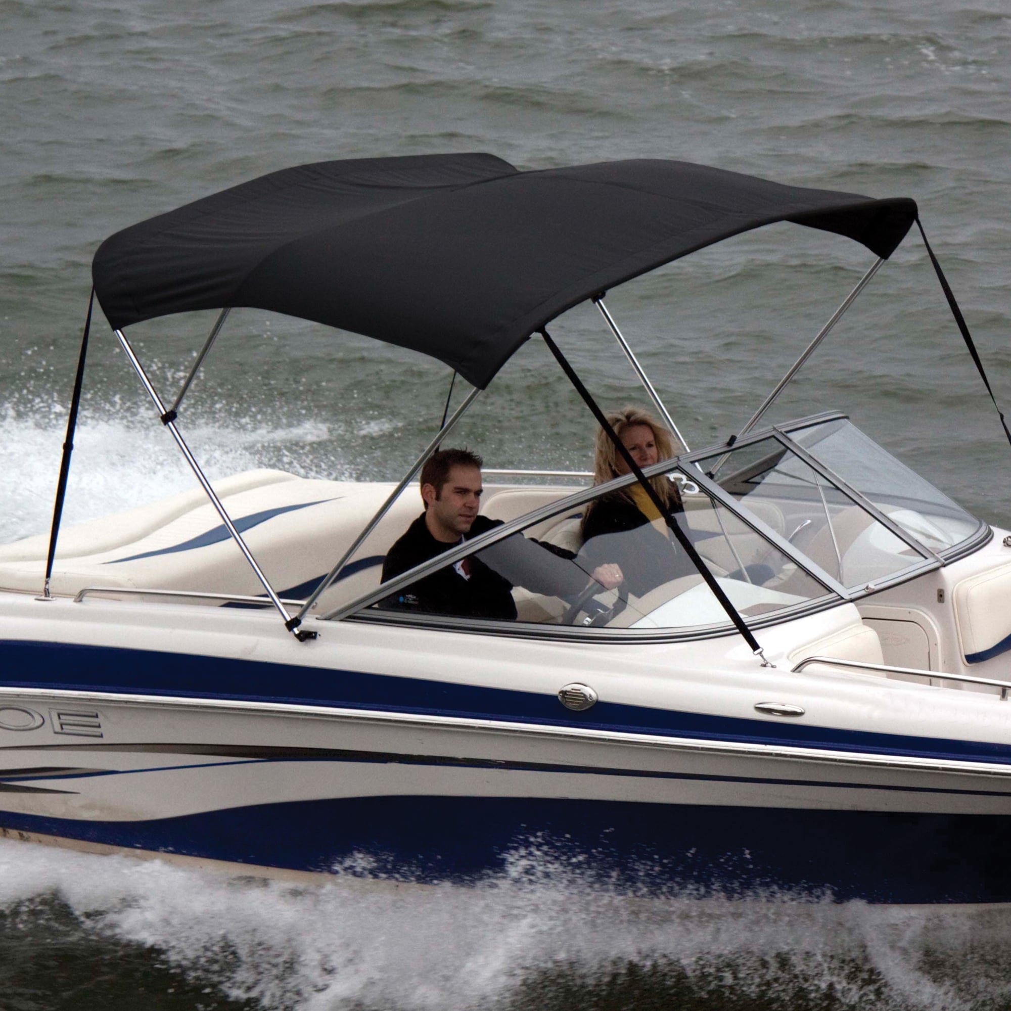 Bimini Top Polyester Fabric/Boot Only, 3-Bow 5'L x 32"H, 61"-66"W in