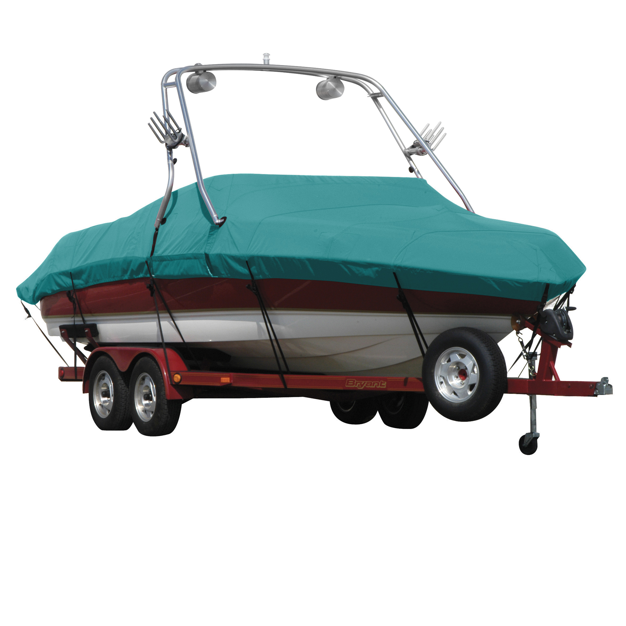 CENTURION CENTURION T5 w/ ECI SKYLON SWOOP TOWER BK Boat Cover in Aqua Blue - $879.99 at Overton's