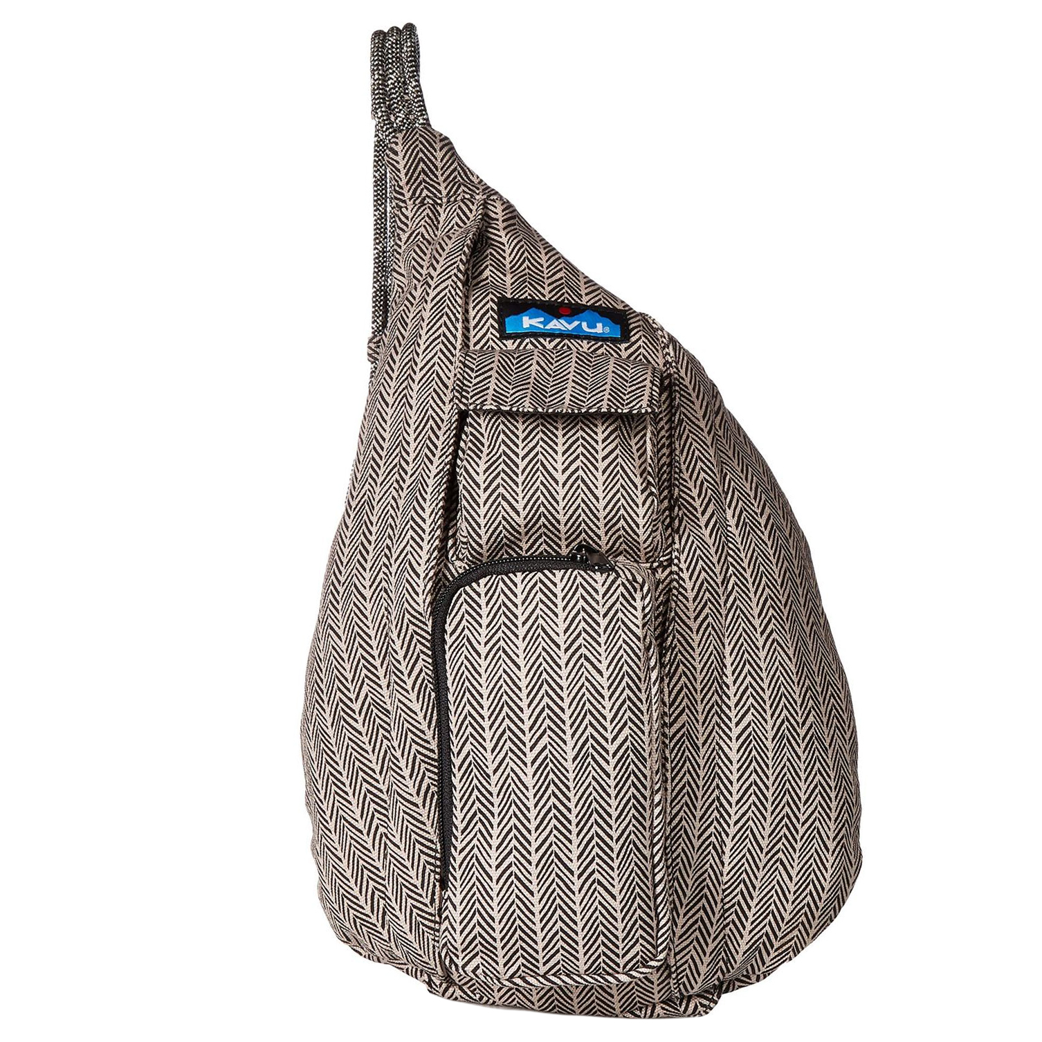 Kavu Mini Rope Sling Black White Zig Zag - 2 Side Pockets + Front Cell Pockets Kavu Mini Rope Sling • Wanderlust Outfitters™ main image 2