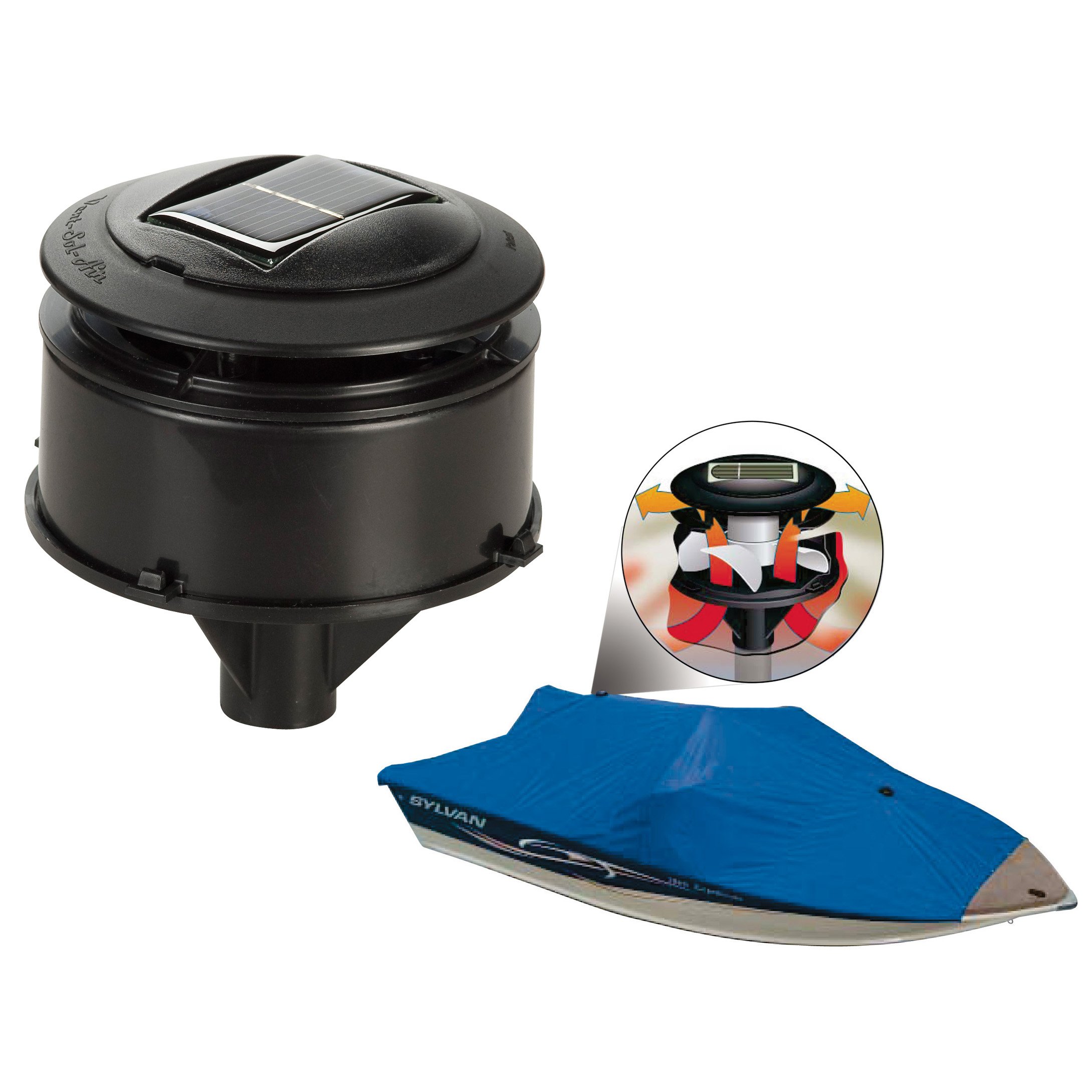 Boat Cover Vent-SOL-AIR Solar-Powered Ventilating Fan For Boat