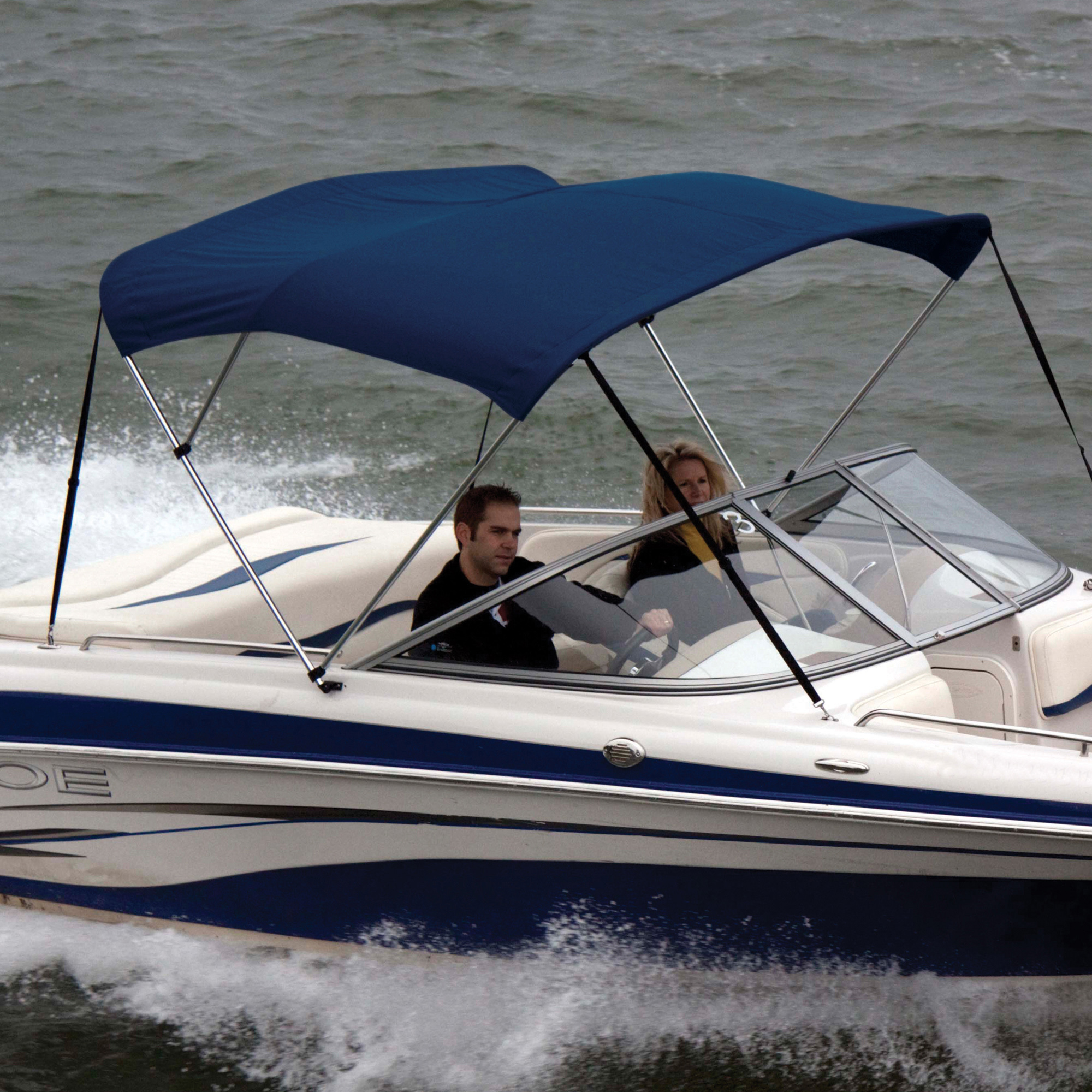Bimini Top Sunbrella Fabric and Boot Only, 3-Bow 5'L, 32"H, 73"-78"W in Navy Blue