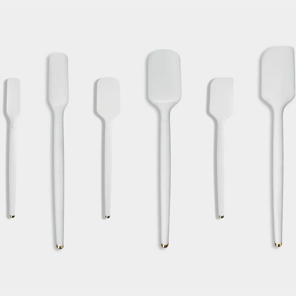 6 PC Metal Handle Silicone Spatula Set, White/Silver