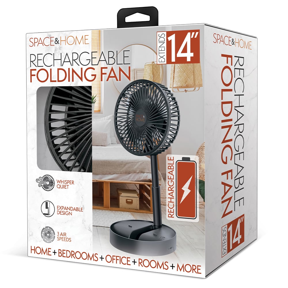  Space and Home 14" Rechargeable Folding Fan - $12.97 at Overton's
