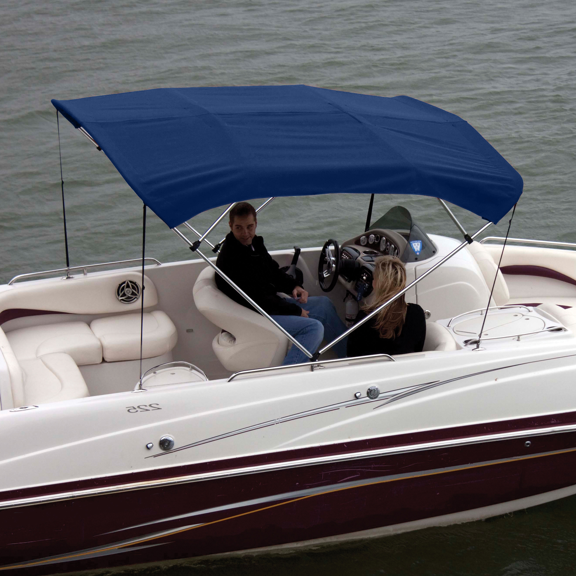 Bimini Top Sunbrella Fabric and Boot Only, 4-Bow 8'L, 54"H, 67"-72"W in Navy Blue