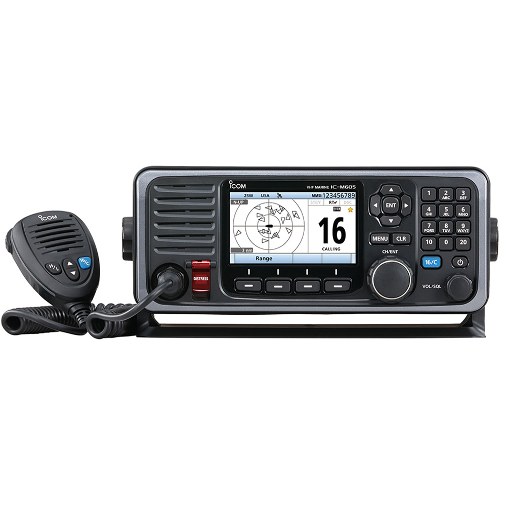 IC-M605 Fixed Mount 25W VHF - Front and/or Rear Mic - w/ Color Display