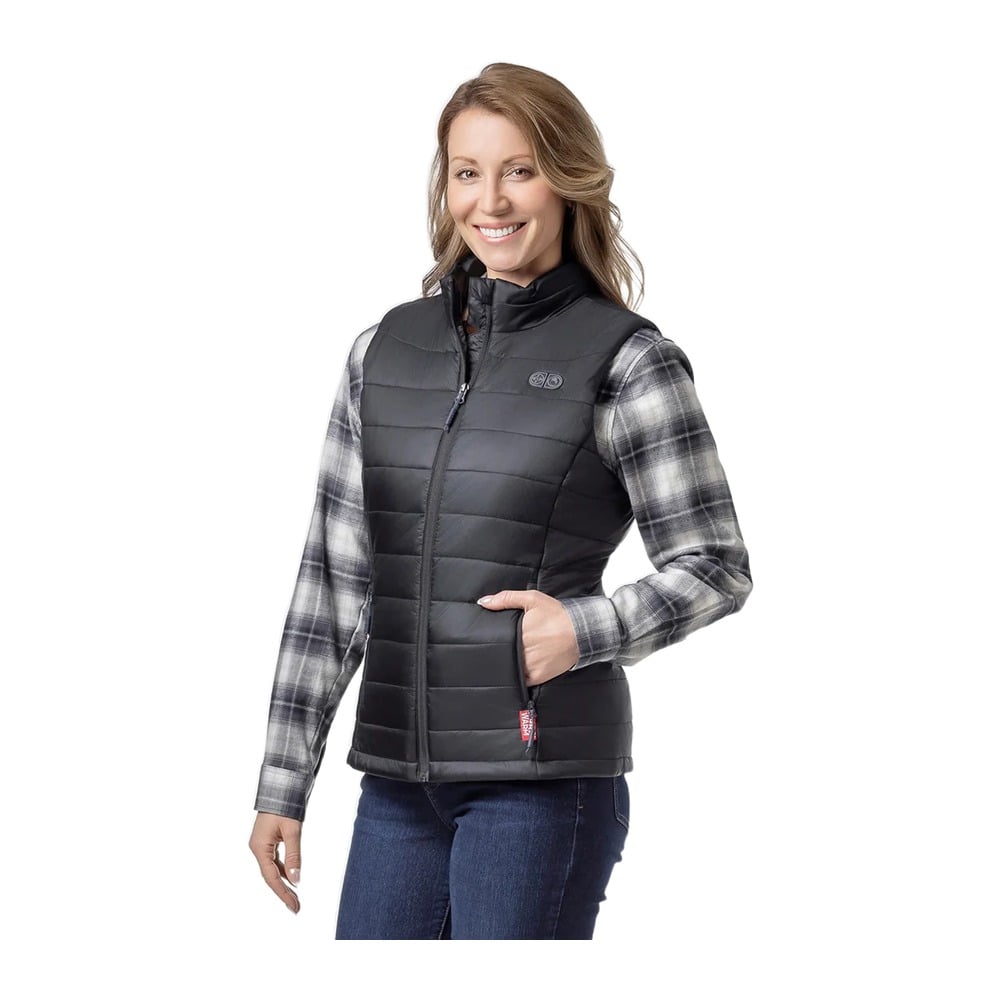 SureWarm Women's 7-Zone Dual-Control Classic Pro Heated Vest (Lower Back Heating) in Black