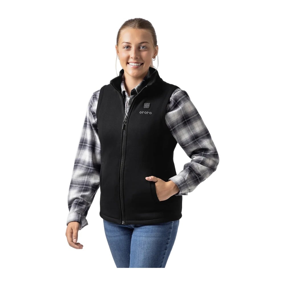 Women's Heated Fleece Vest with Battery in Black