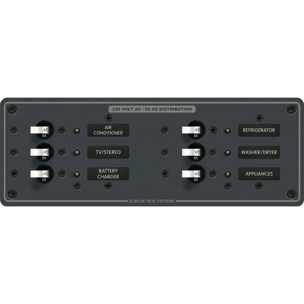 Blue Sea 230V AC Branch Circuit Breaker Panel 6 Positions Overton's