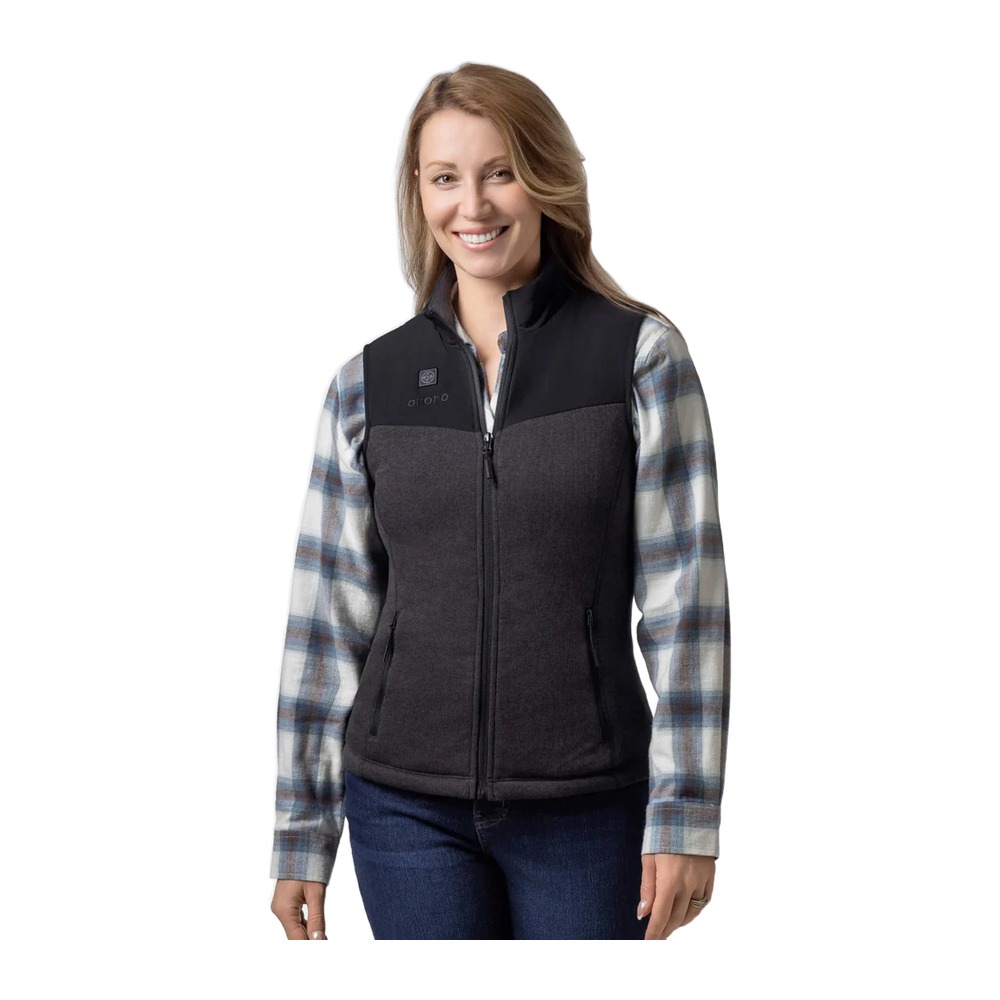 Augusta Women's Heated Sweater Fleece Vest w/ Battery in Black