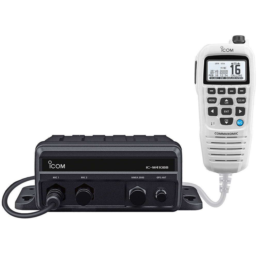 IC-M410BB GW 11 Black Box VHF w/ White Command Mic & 2 Command Mic Ports